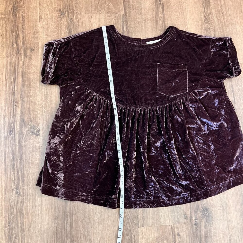 We the Free Moon City Velvet Babydoll Mini Dress Tunic Plum Raisin Sz M - Picture 8 of 10